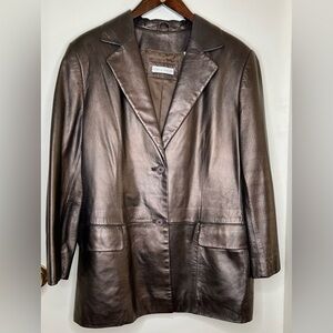 Lord & Taylor Leather Jacket, Subtle Metallic Bronze, Women’s XL